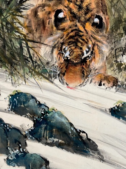 大橋翠石 水呑之乕図｜古美術・掛け軸の販売・買取・鑑定-松本松栄堂