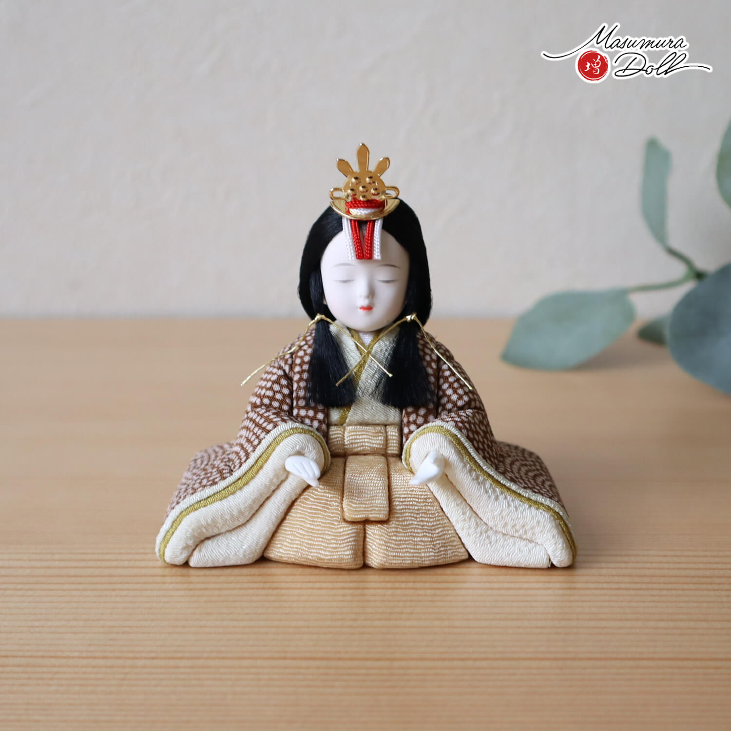 新作 木村一秀作 桃山雛(ブラウンドット) ナチュラル木目四曲 手描桜