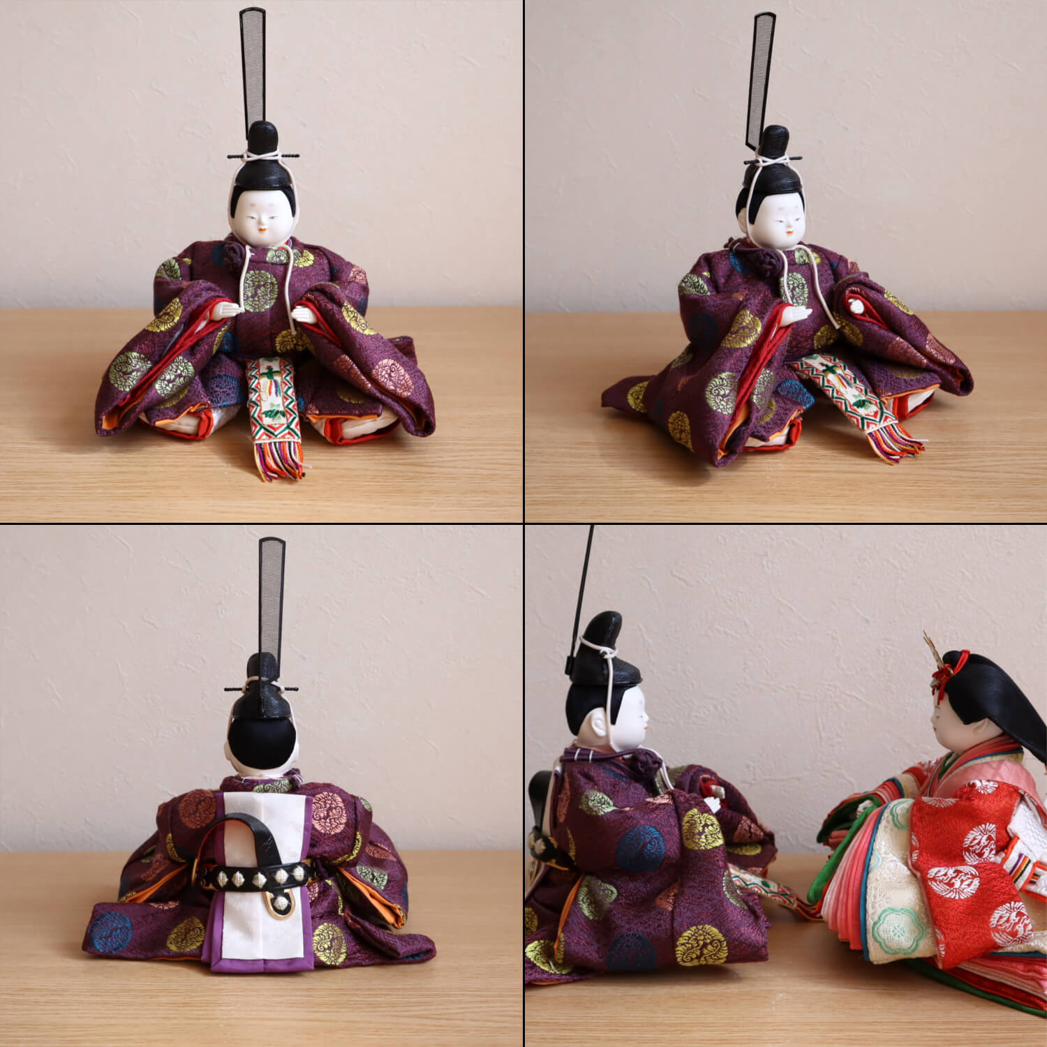 井上雅風作 四寸おぼこ雛 正絹西陣織有職雛 川瀬猪山頭 二曲一双済美箔