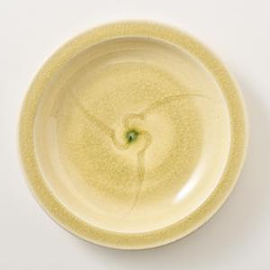 瀬戸本業窯 黄瀬戸 石皿 8寸 矢車 ｜ みんげい おくむら （日本と世界