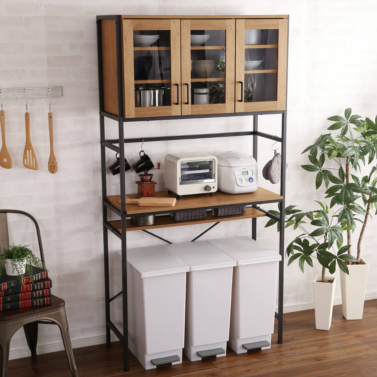 ヴィンテージテイストのごみ箱上ラック ワイド (NA) | ニトリネット