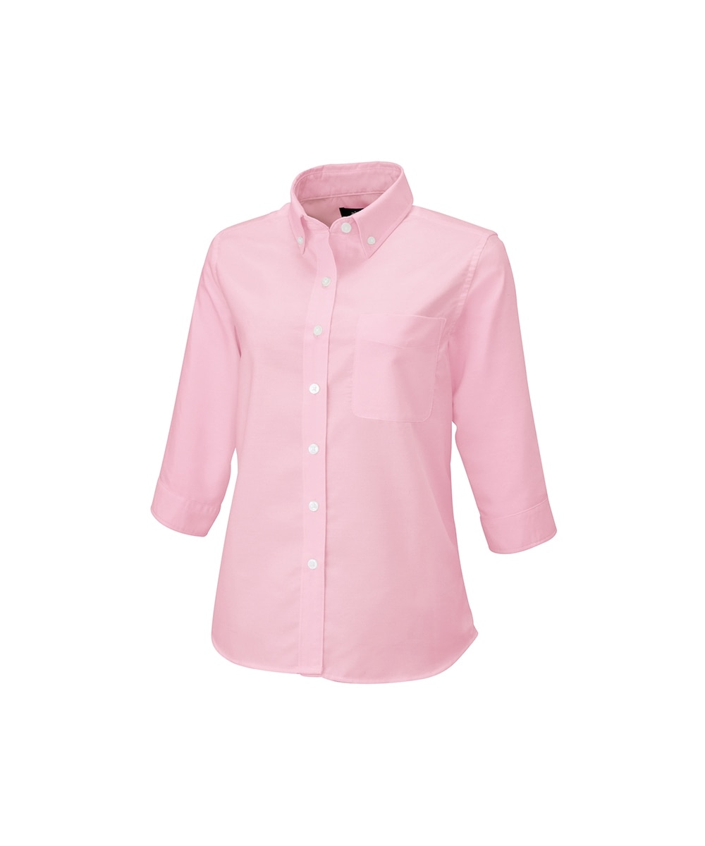 訪問看護ユニフォームレディース七分袖オックスボタンダウンシャツ AZ