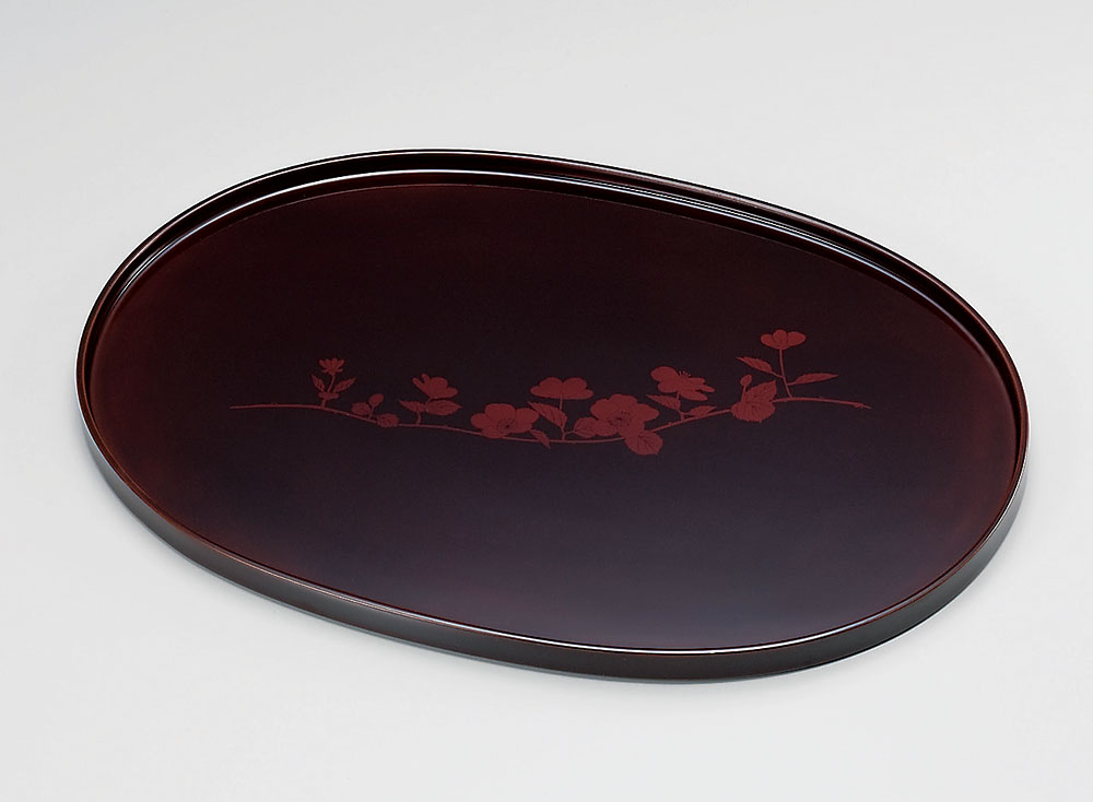 盆お盆・お膳-越前塗 山吹白檀 小判盆［1枚］ | 越前漆器粂治郎