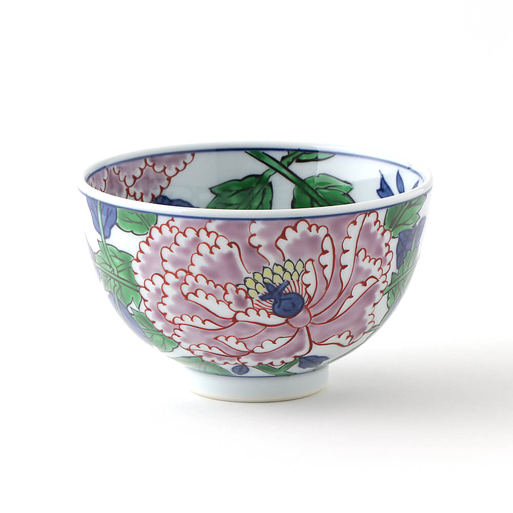 染錦紫牡丹絵 飯碗 ｜ 有田焼の源右衛門窯公式オンラインショップ