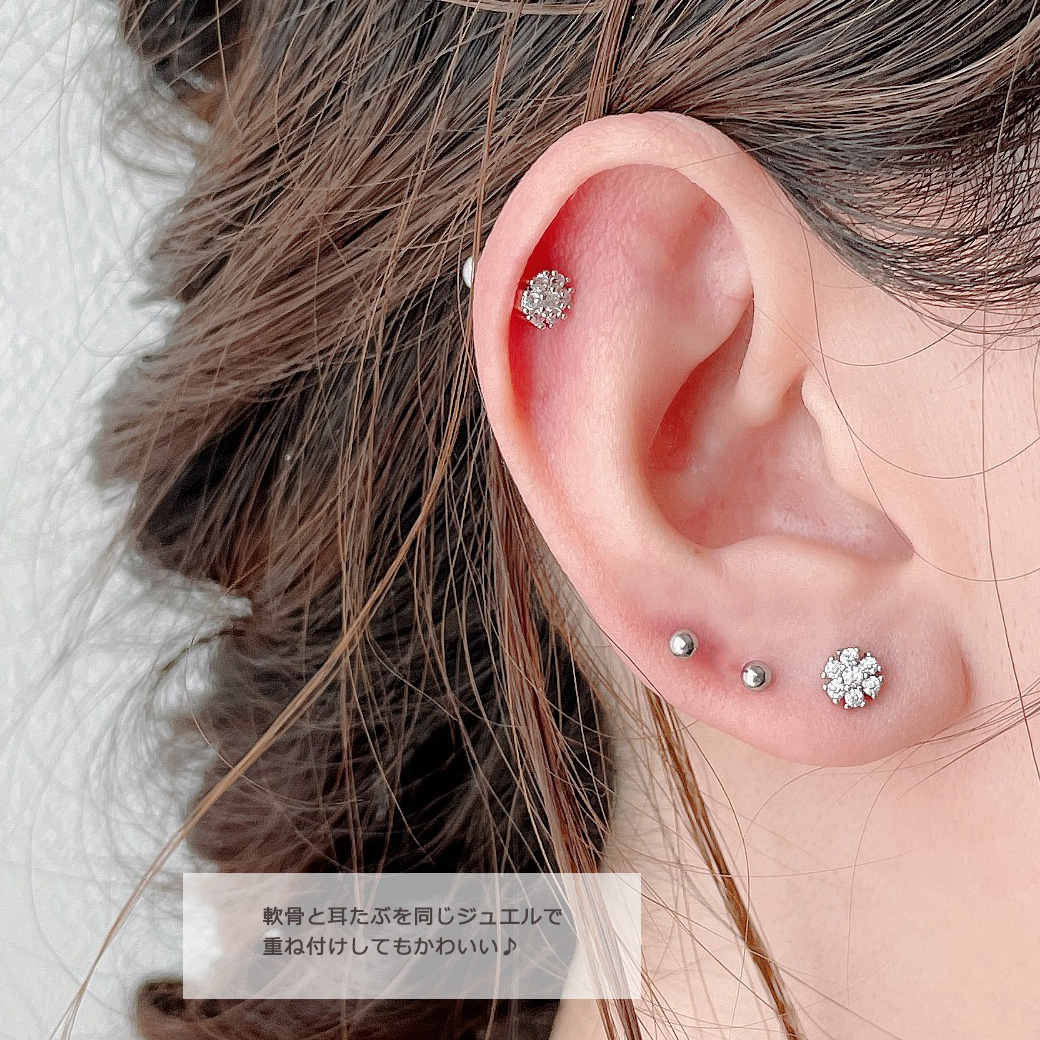 16G］6枚の丸い花びらが愛らしい存在感♪キュービックジルジルコニア