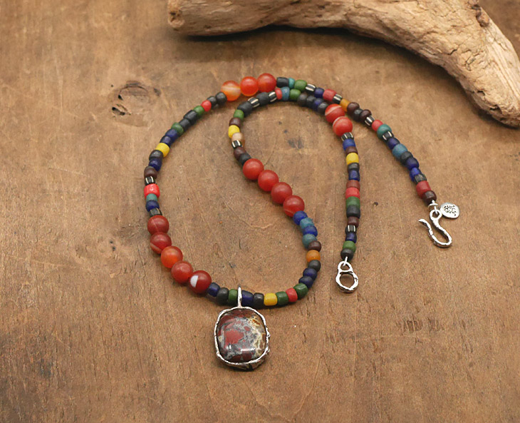 RYOKU ジャスパー×シルバートップ レッドアゲートビーズ×アンティーク