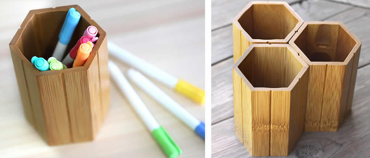 スス竹ペン立て（箸立て）六角 | 虎斑竹専門店 竹虎