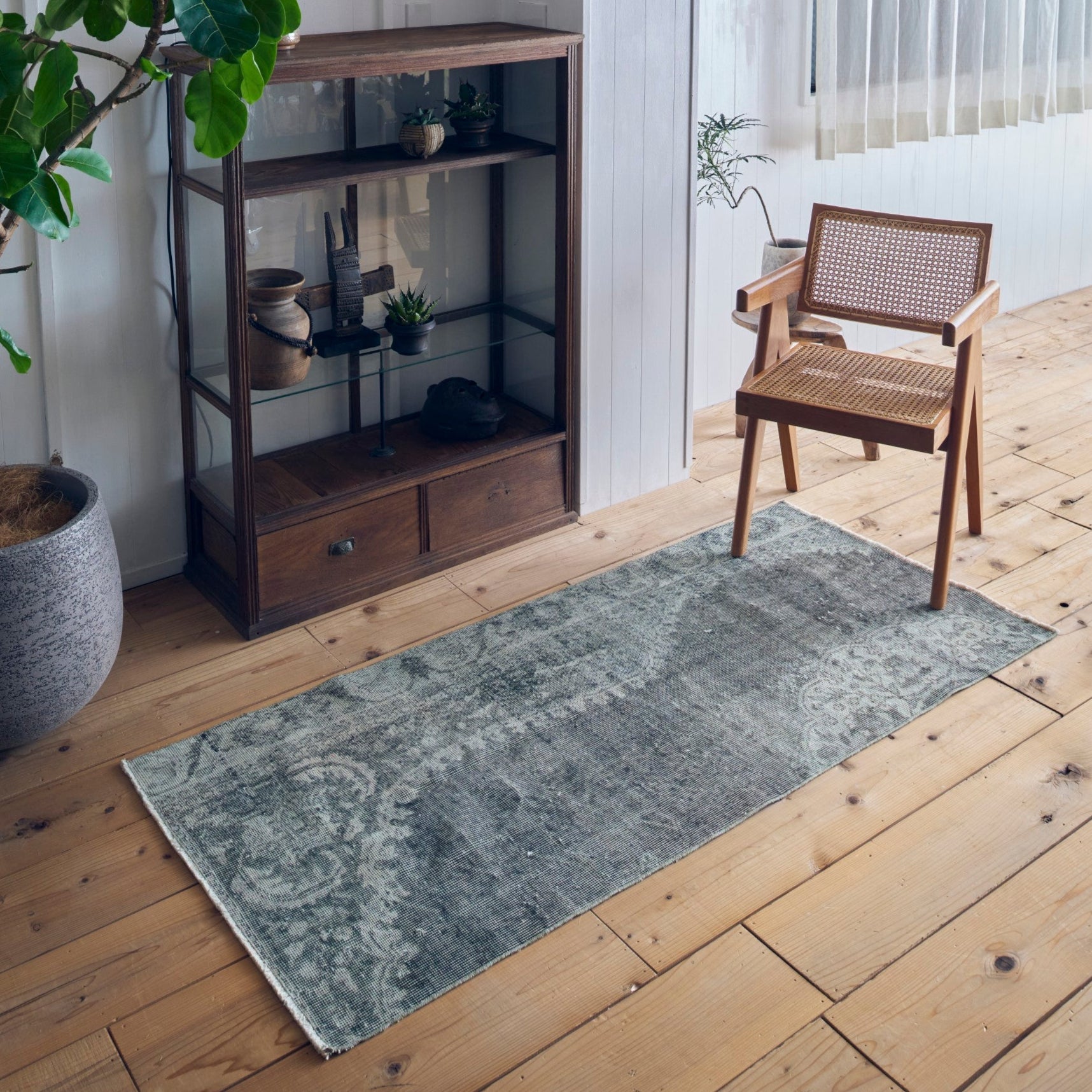 ヴィンテージラグ | トルコ・イスパルタ No.02 | 青色 | 175×80 – tiflo