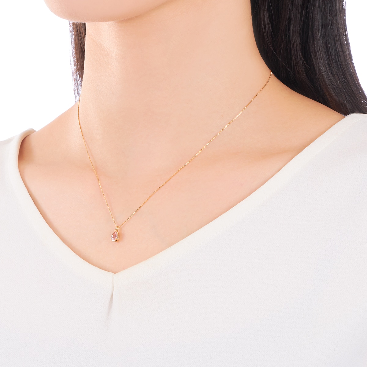 K18イエローゴールドモルガナイトネックレス(RPN461-002)|TSUTSUMI