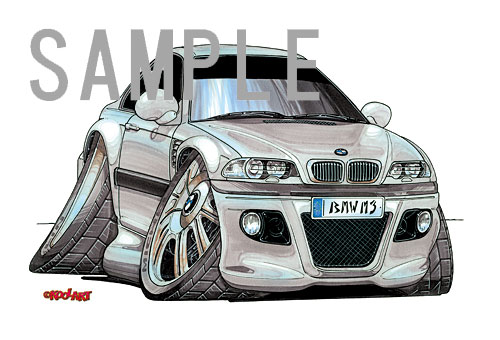KOOLART】BMW BMW E46 M3（銀・前）のイラスト ビクトリー