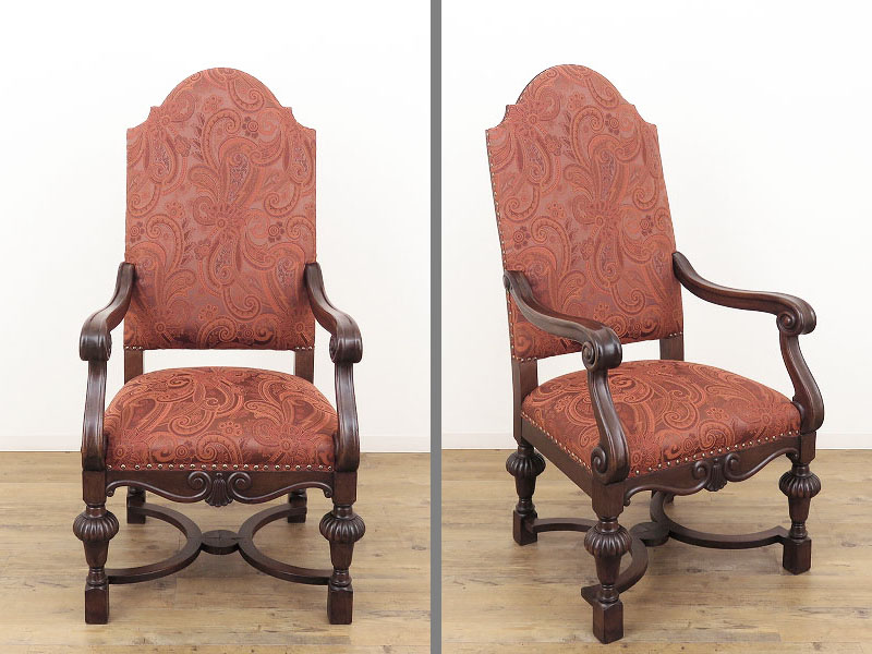 ハイバックの大型肘掛け椅子 / アームチェア フランスのアンティーク