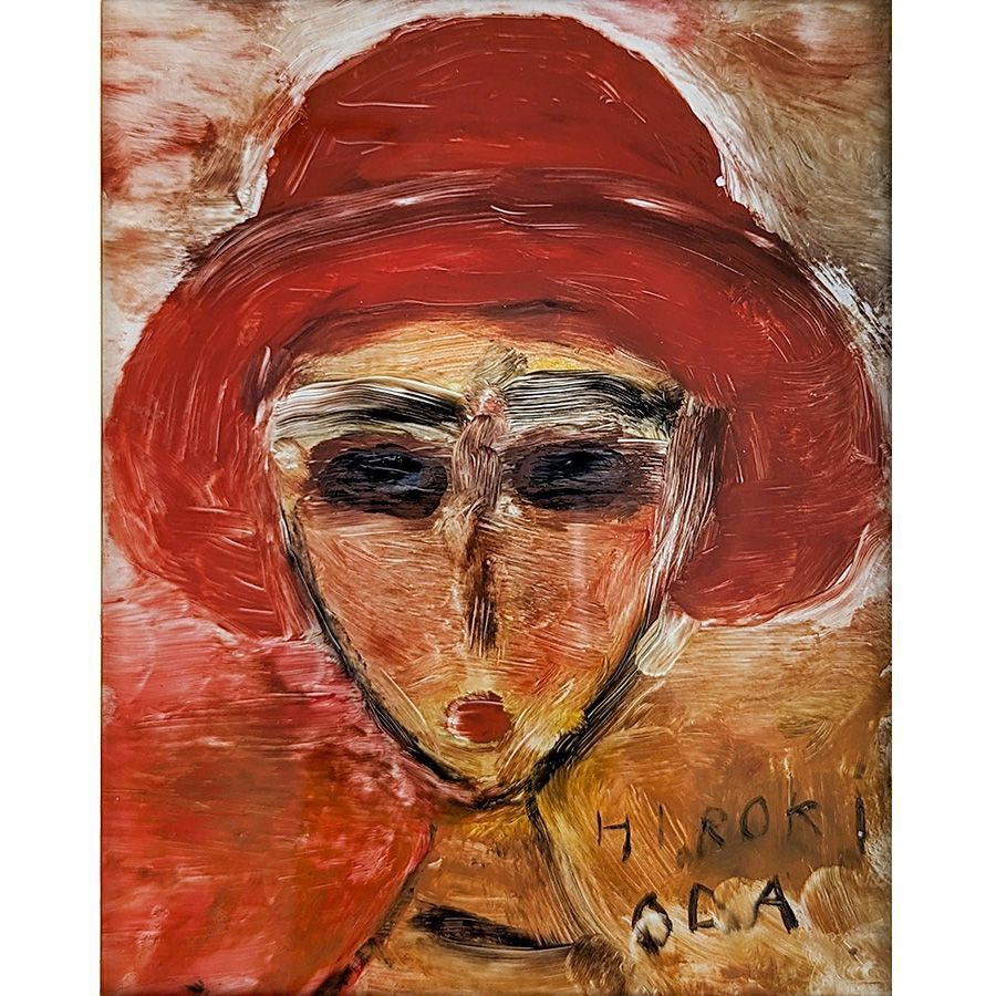 織田広喜 ガラス絵 「少女」 F0号 額入り 真筆 人物画 肉筆画 手描き