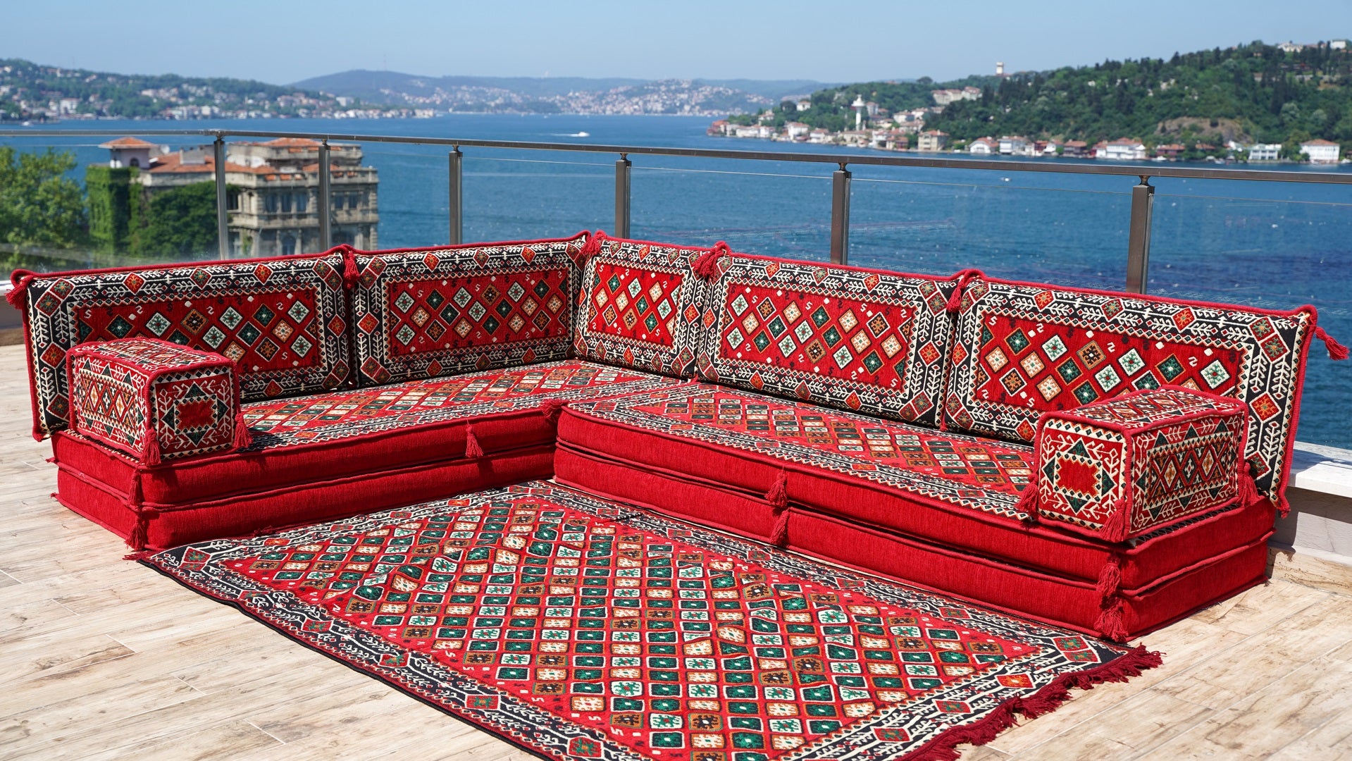 8'' Thickness L Sofa Set, Arabic Sofa Seating, Floor Pillow, Corner Fl