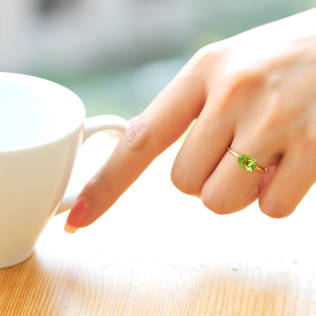 ビズー公式】ペリドット K18(18金) リング セパージュ | 希少石カラー