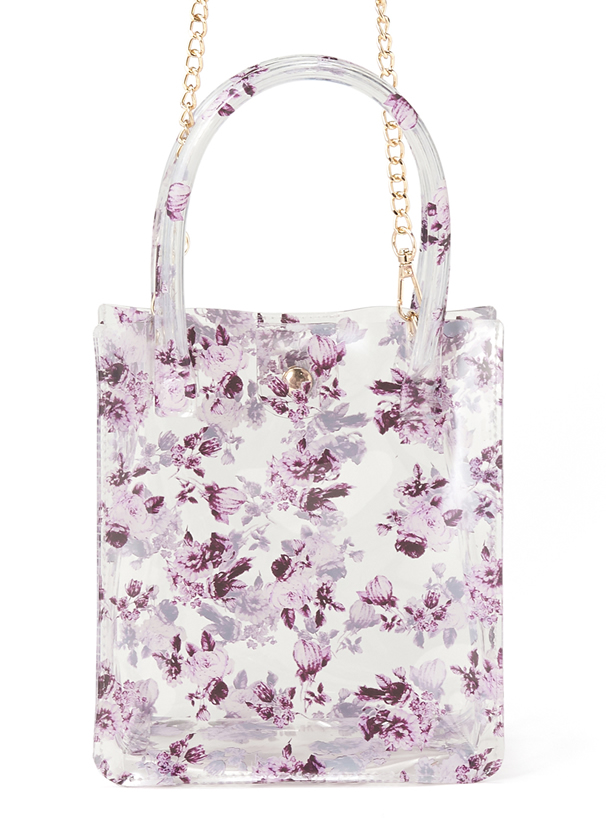 2Way花柄クリアスクエアチェーンショルダーバッグ[tr484] | レディース