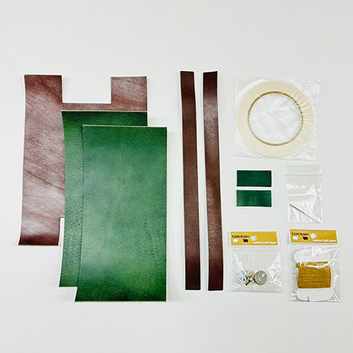 レザークラフトキット ミニミニトートバッグ チョコ・グリーン