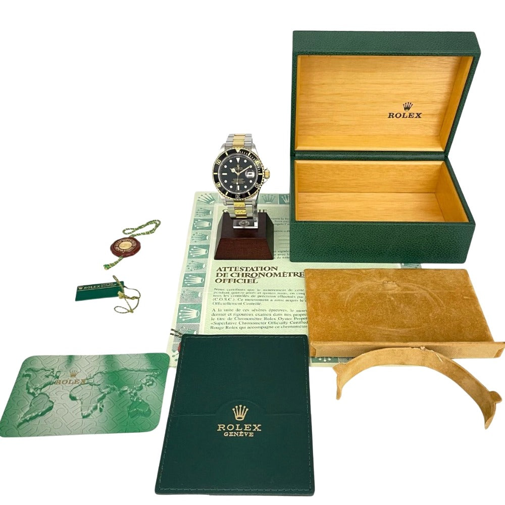 ロレックス 16613 後期バックル 保証書あり サブマリーナデイト K番