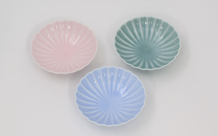 有田焼 深川製磁 釉遊彩 菊花小付3枚入 (Pale） 皿 食器 A24-55 | 佐賀