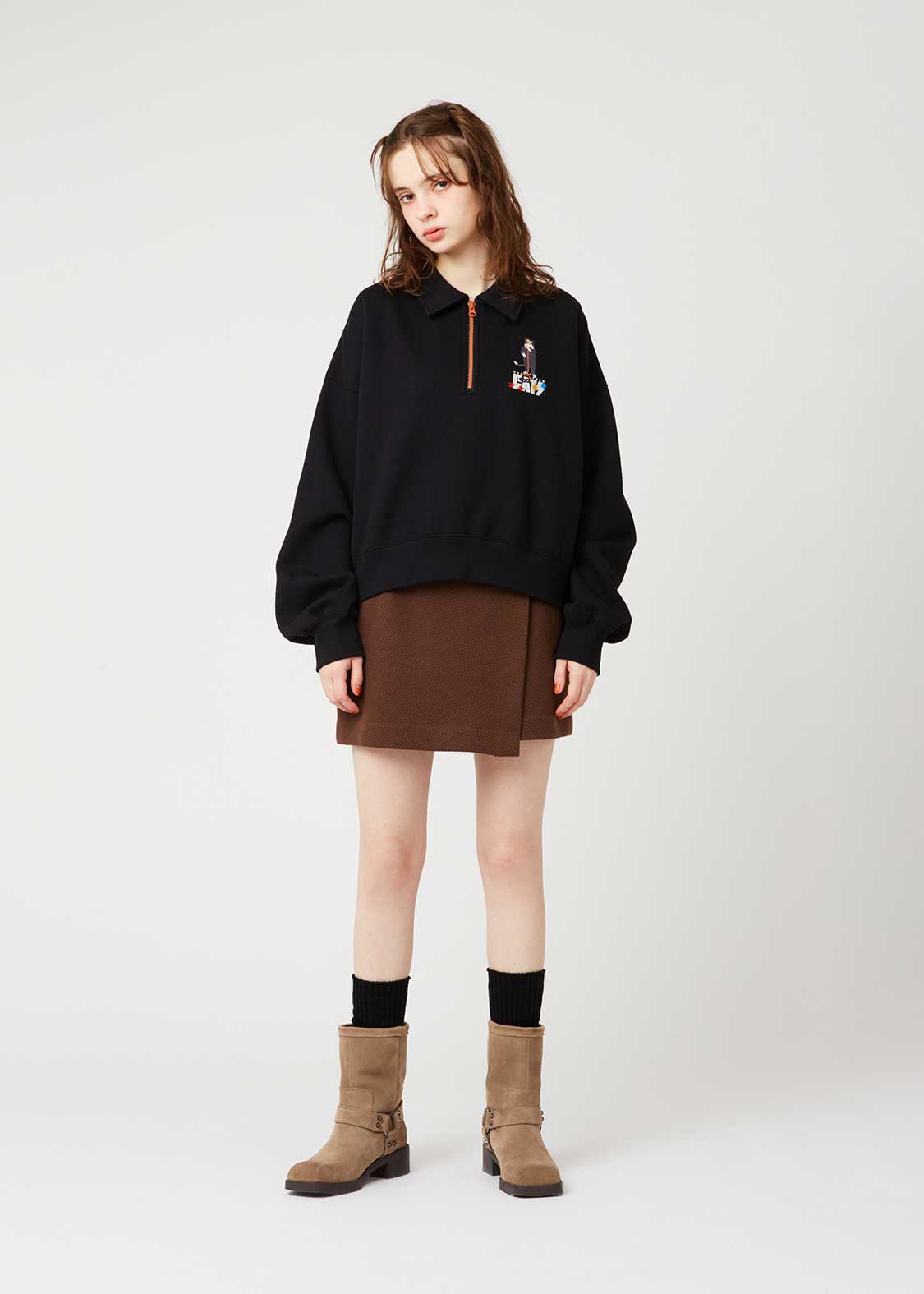 ザ フォーキャッツ タッキー｜裏起毛クロップドハーフジップスウェット