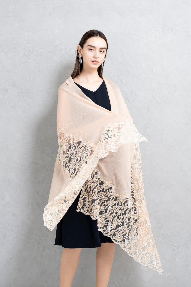 30％OFF】レース刺繍カシミヤストール | レースワンピースやブラウス