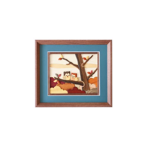 旭川クラフト Pecker 工房ペッカー YO-F 寄せ木絵 ふくろう 国産