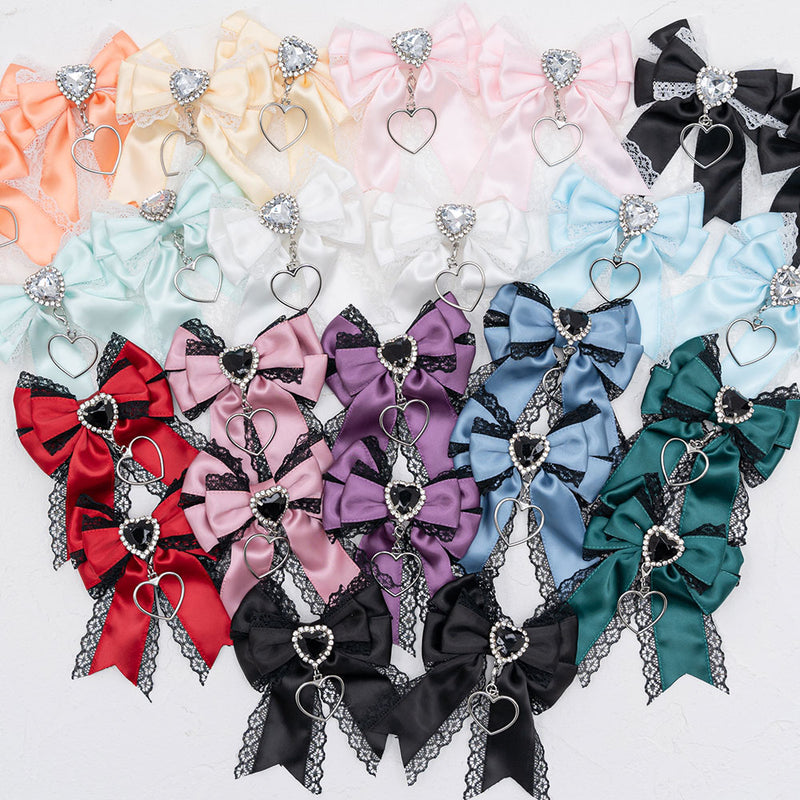 キラキラハートビジュー2個セットリボンクリップ – レディース