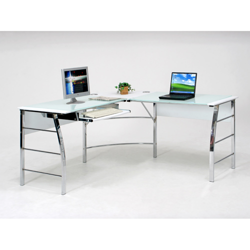 不二貿易 ガラスPCデスク L型 ホワイト CT-1040WH: オフィス家具・収納