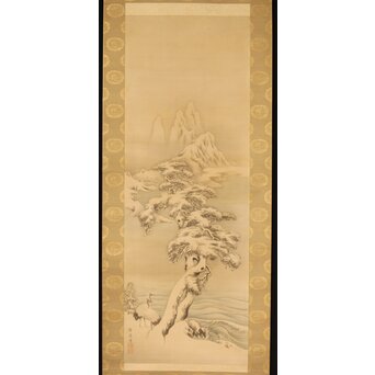 河内雅渓【鶴亀日出】三幅対掛軸 Z396｜骨董店 のびる 古美術 骨董