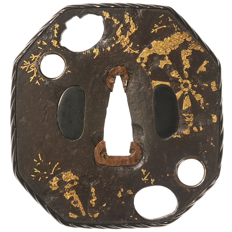 秋田正阿弥 茶釜輪透歯朶源氏車鍔/鐔 特別保存刀装具 ｜日本刀販売は永楽堂