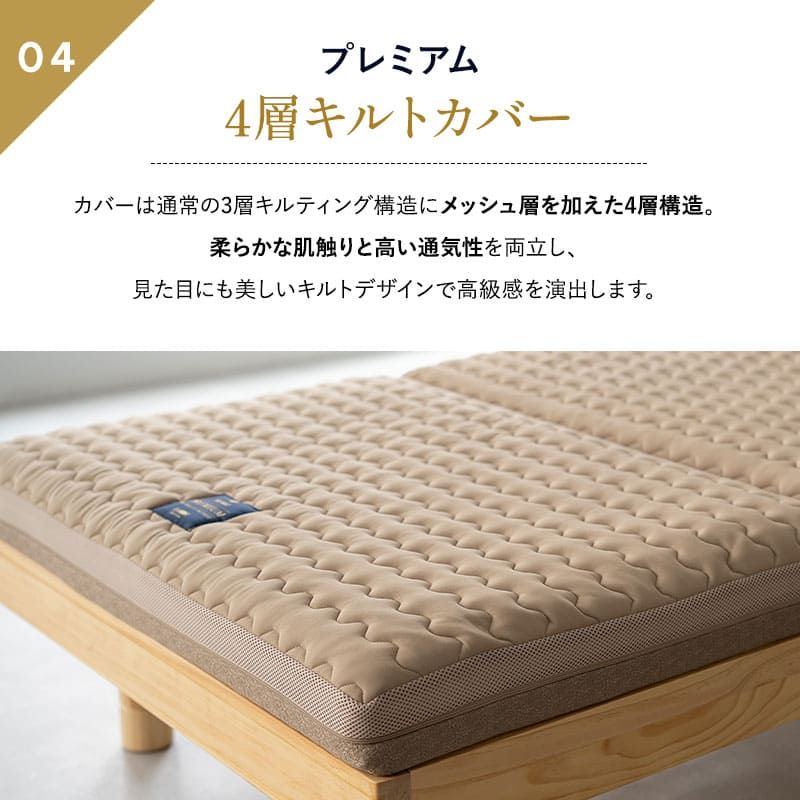 三つ折りマットレス シングル 3D構造体 高反発 ファイバー 洗える