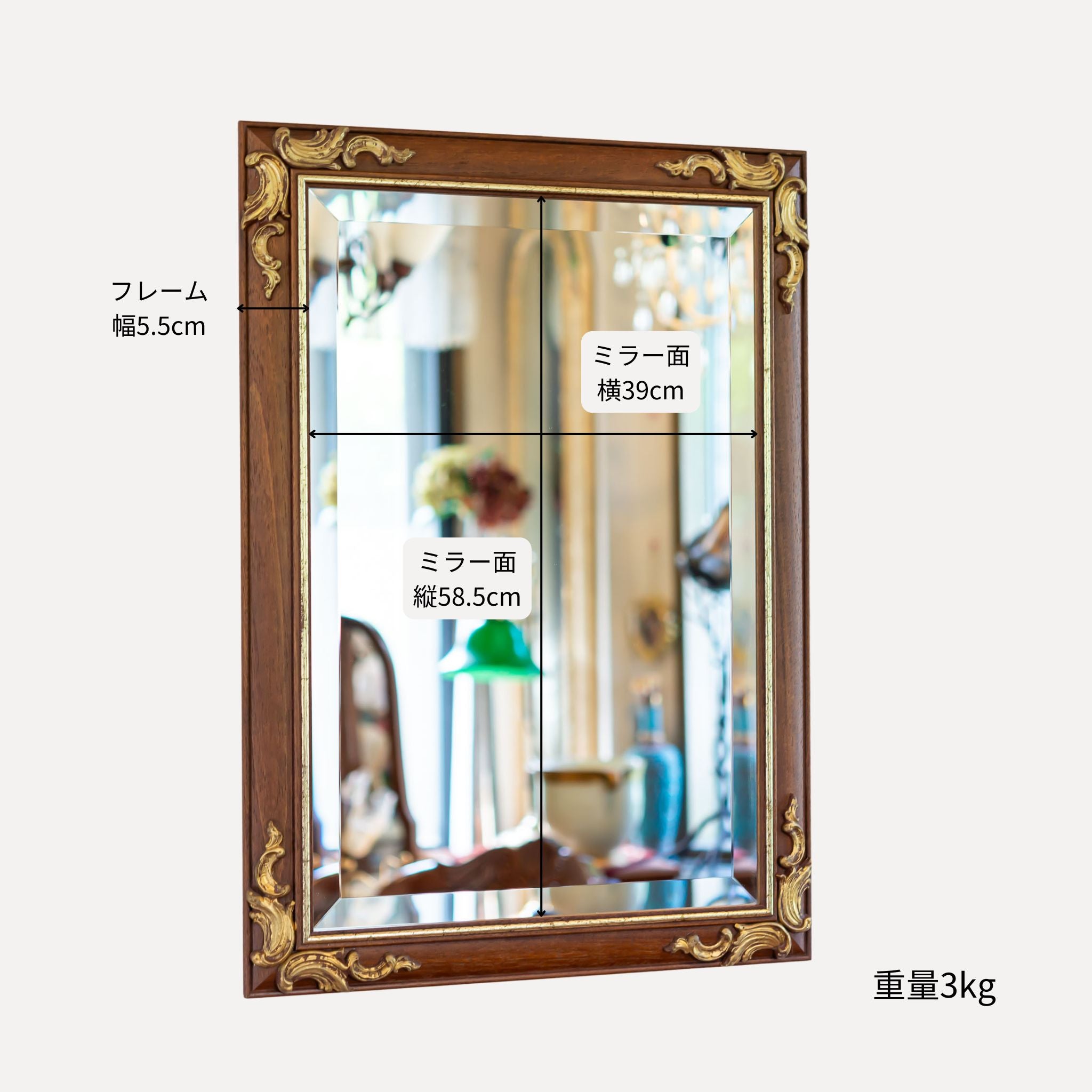 アウトレット】イタリア製 木製 ハンドペイント ウォールミラー 壁掛け