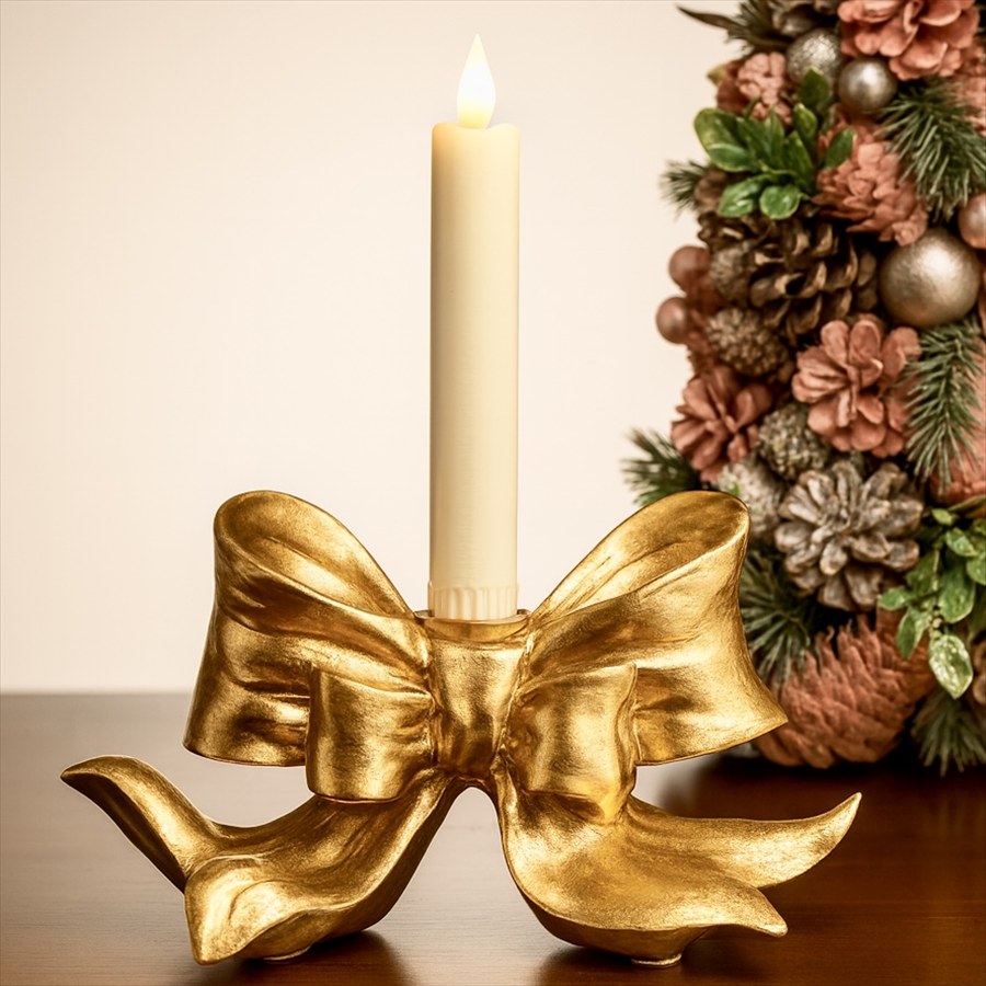 ゴールドリボンモチーフ クリスマス キャンドルスタンド