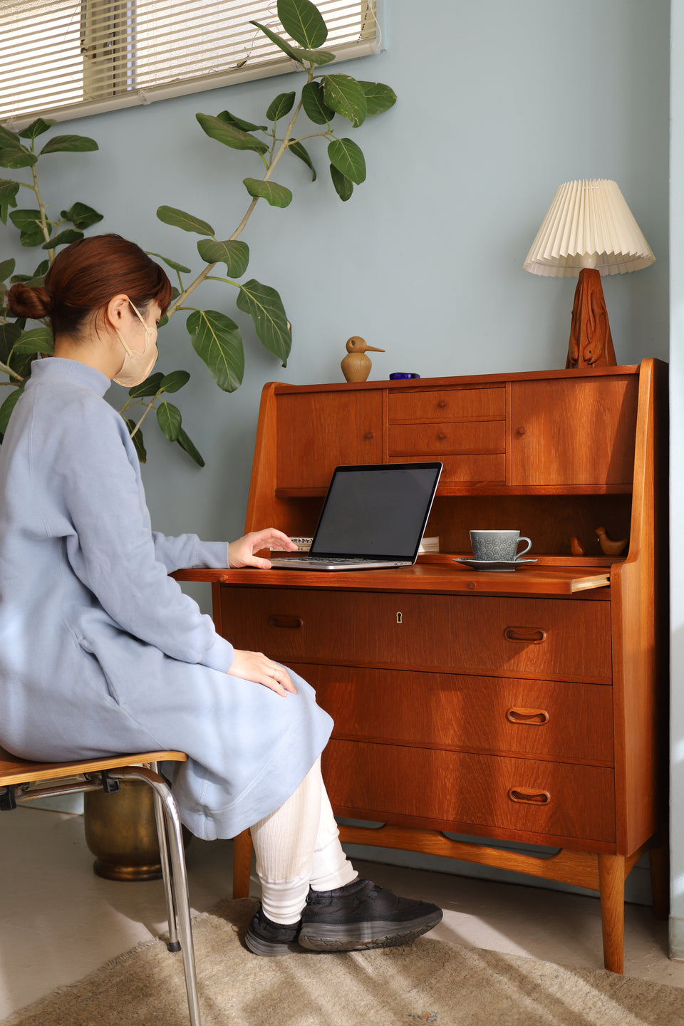 デンマークヴィンテージ ライティングビューロー チーク材 北欧家具