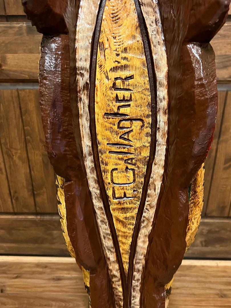 Vintage Frank Gallagher 4 ft Cigar Store Indian Wood Carving