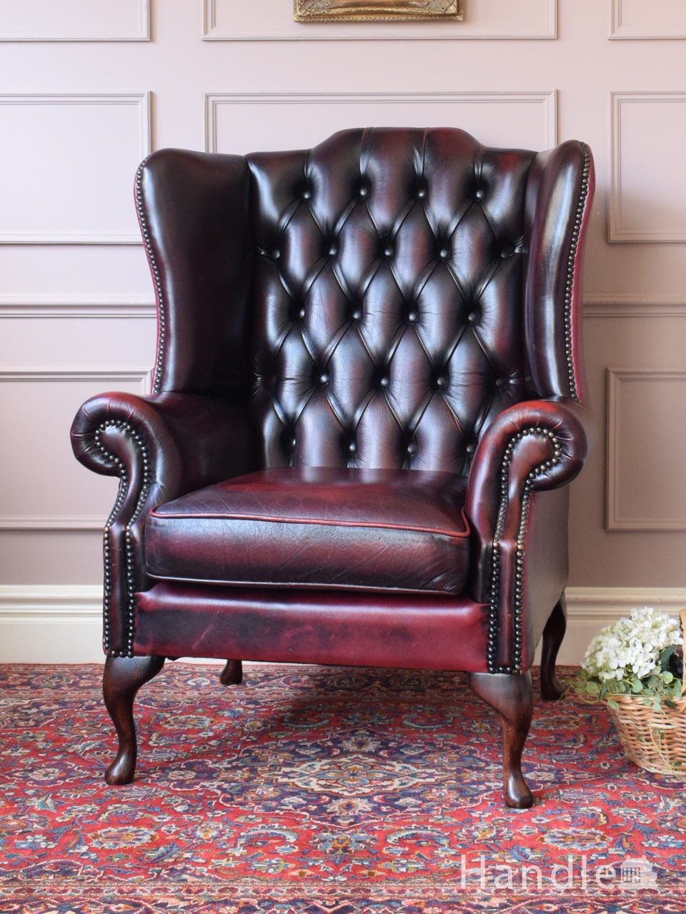 ひとり掛けのオシャレなソファ、アンティークのイギリス家具