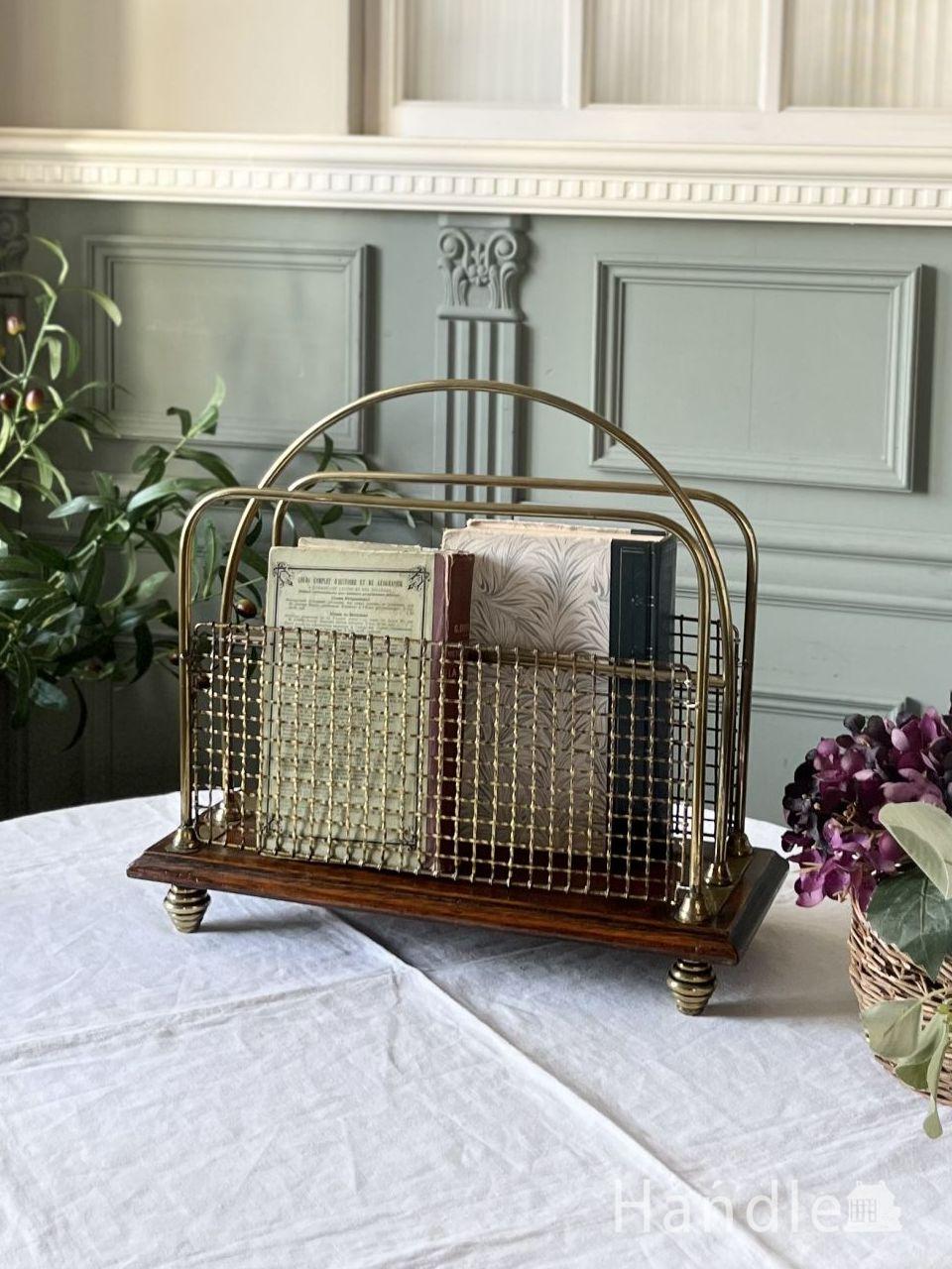 英国のアンティーク家具、オーク材の本棚付きおしゃれなマガジンラック