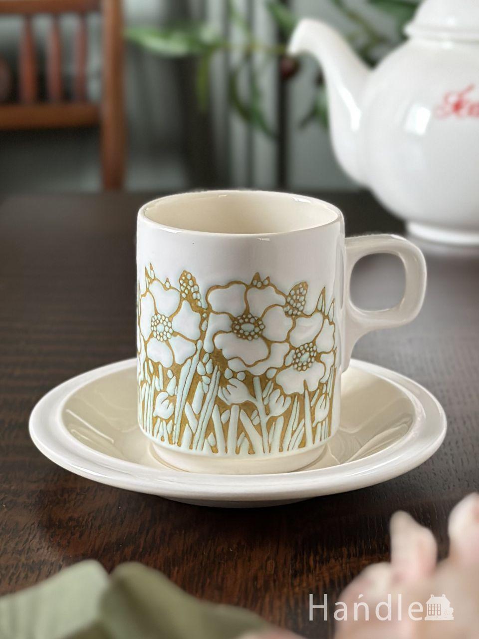 シェリー窯のアンティークカップ＆ソーサー、お花模様のデミタスカップ