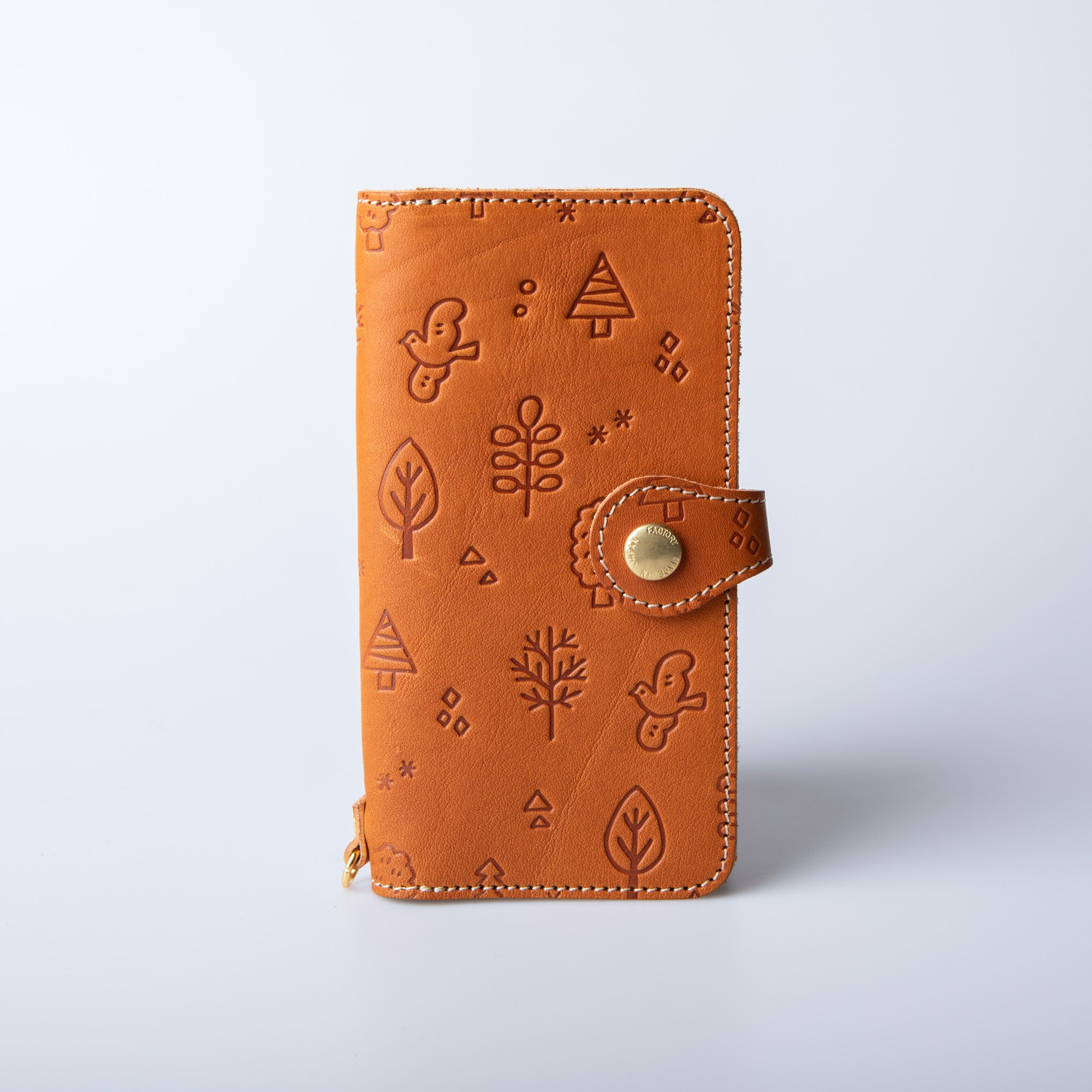 スマホケース 手帳型 栃木レザー 花鳥風月 総柄 JAPAN FACTORY iphone