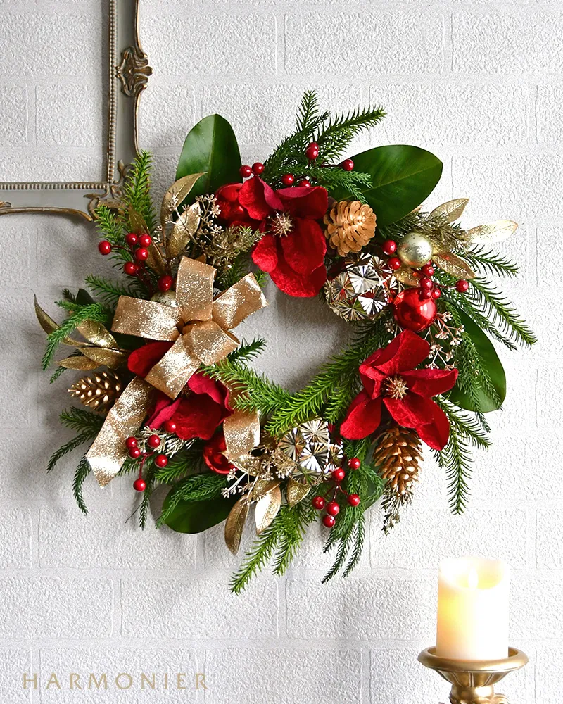 レッドマグノリアクリスマスリース50cm｜クリスマス雑貨の通販