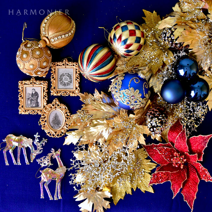 ゴールドジュエルボールオーナメント10cm（ストライプ/ドット