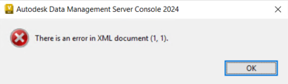 Vault のリストア中に「XML ドキュメント(1, 1)にエラーがあります
