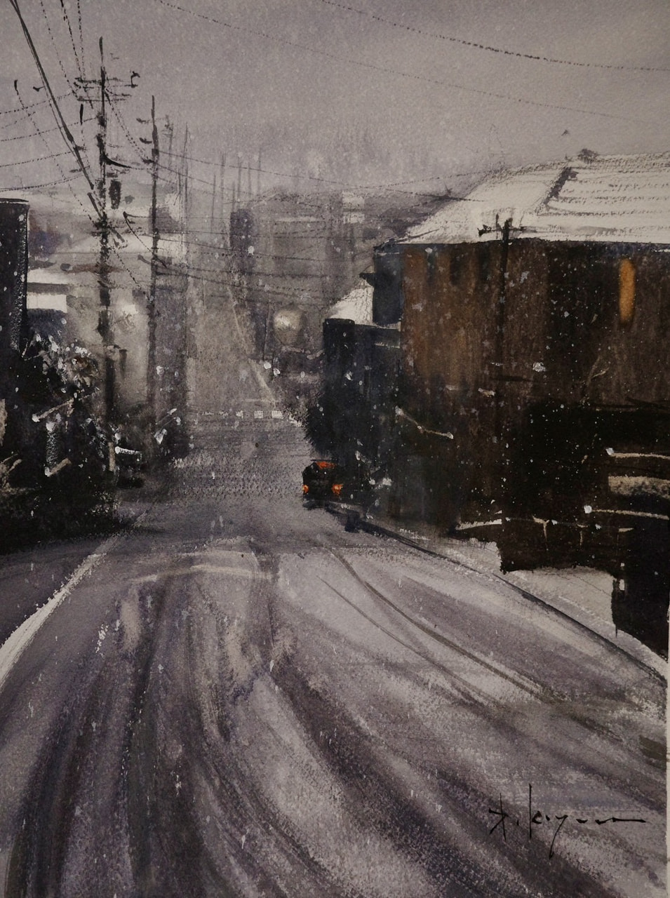 コヤマ大輔の透明水彩ー雪景色を描くーデモンストレーション＆実習 1