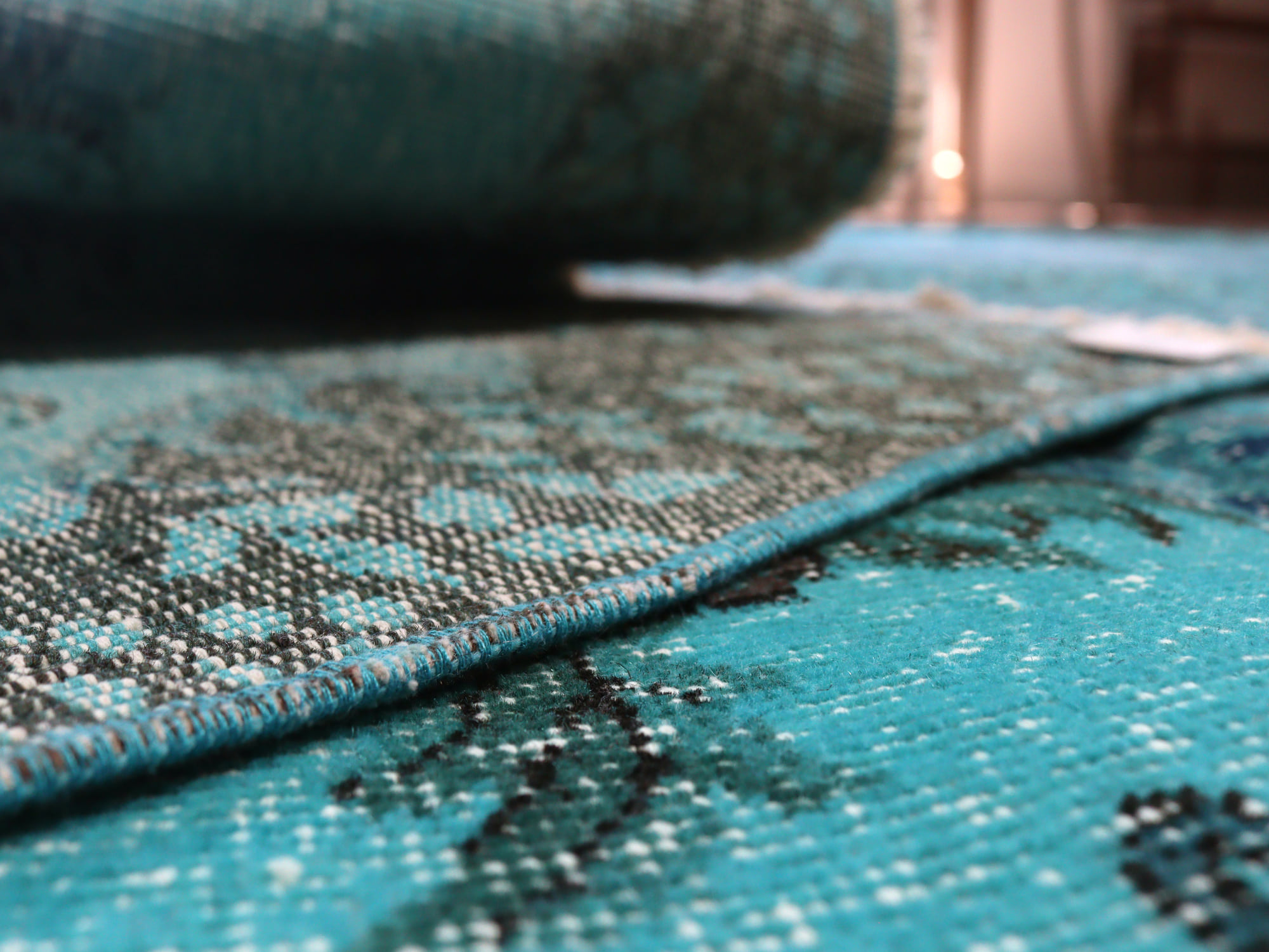 オーバーダイド ヴィンテージラグ ターコイズブルー265×175cm トルコ
