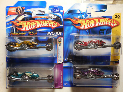 Hot Wheels Hammer Sled LOT 4 TEAM CUSTOM BIKES FIRST EDITIONS