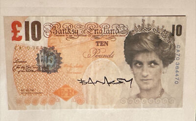 Autographed Banksy Di Faced Tenner (10 GBP NOTE) Hand Signed By