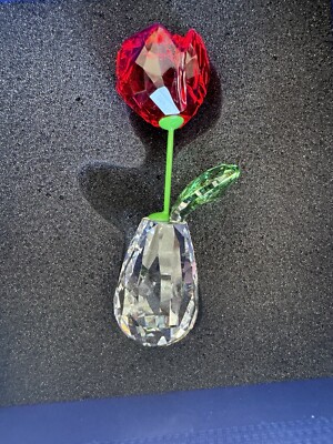 Swarovski Flower Dreams Red Rose Figurine #5254323 Crystal Flower