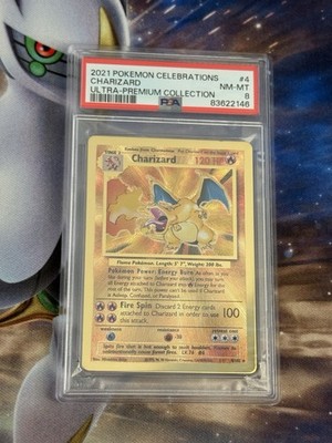 PSA 8 Gold Metal Charizard Pokemon Celebrations Ultra Premium