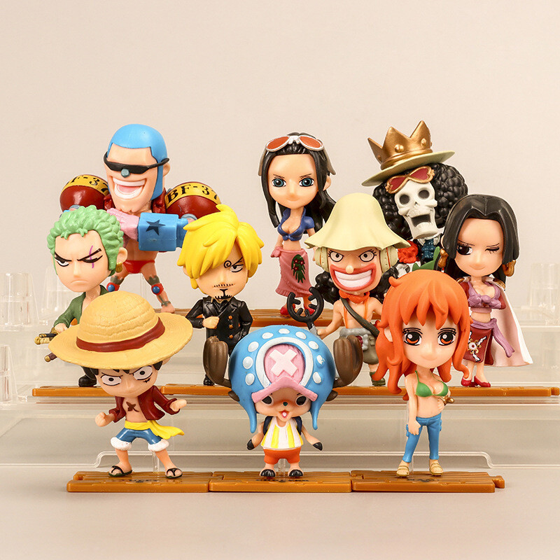 One Piece Chibi Zoro Luffy Straw Hat Action Figure 10PCS/Set Gift