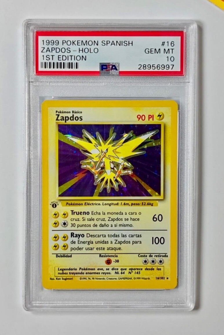 Pokemon PSA 10 Zapdos 1st Edition Spanish Base Set #16 - GEM MINT
