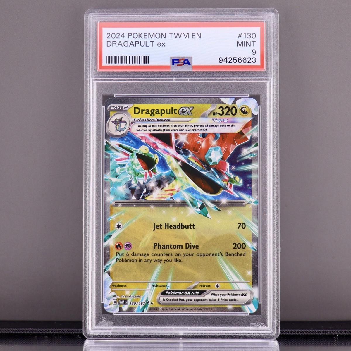 2024 Pokémon Dragapult ex #130 (PSA 9 Mint) - Tera-Armor, Jet